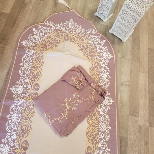 Prayer Set | Side Open Embroidered Prayer Dress +Prayer Mat