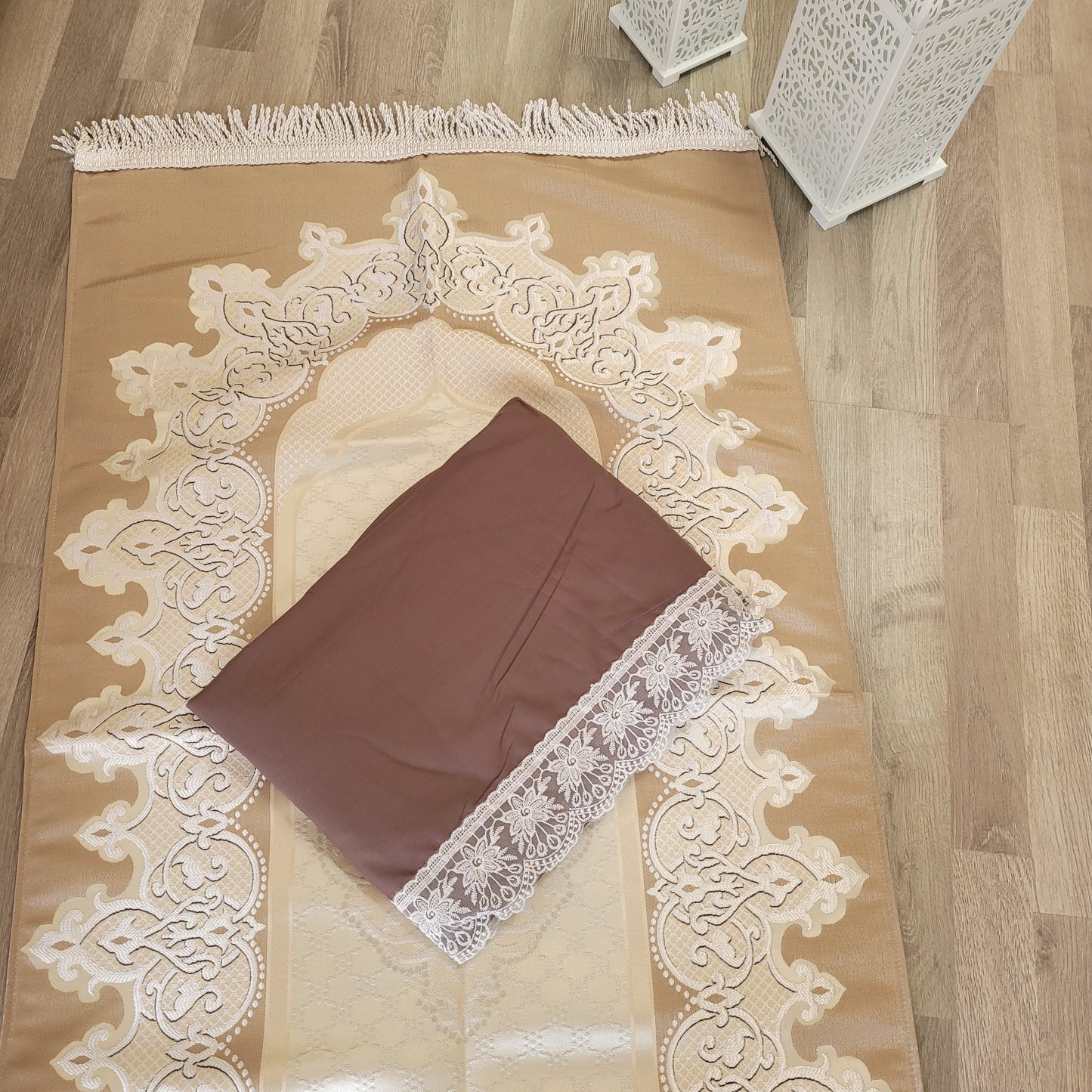 Prayer Set |  Lace Side Open Style Prayer Dress + Prayer Mat